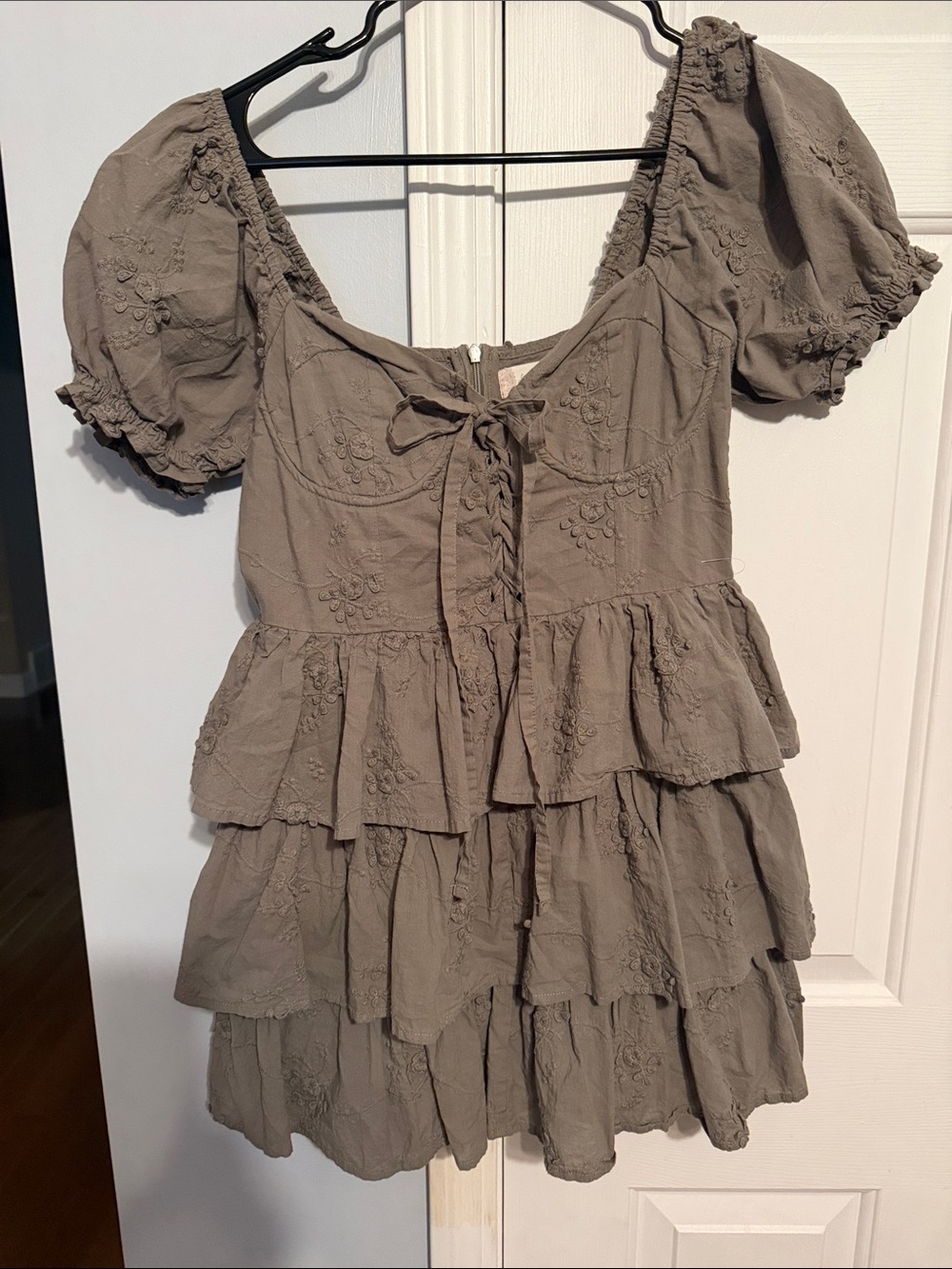 Altar'd State Mocha Tiered Mini Dress